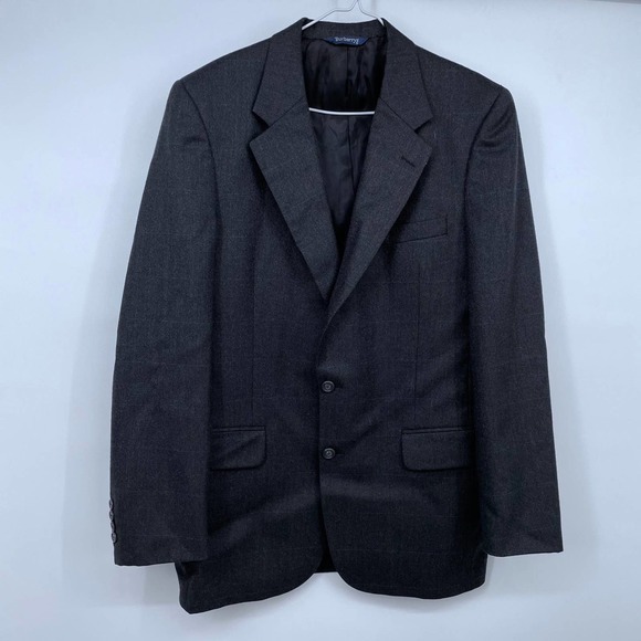 Burberry's Charcoal Gray Big Plaid 2-Button Suit Jacket & Pants Combo 40L - Picture 2 of 12